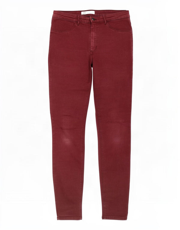 Zara Damen Skinny Casual Hose EU 40 Medium W30 L29 Burgund Baumwolle