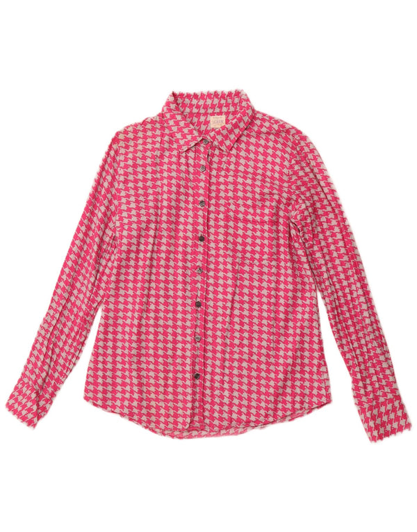 J. CREW Damen-Flanellhemd, UK 10, Größe S, rosa Hahnentritt-Baumwolle