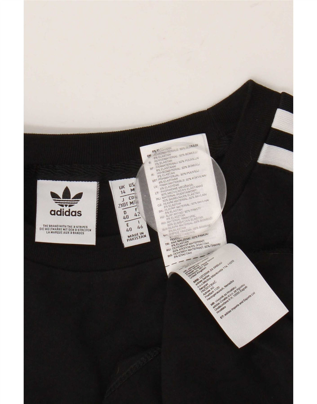 Adidas Damen T-Shirt Top UK 14 Medium Schwarz Baumwolle