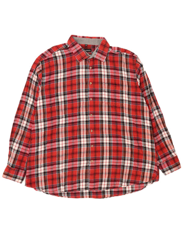 Bernd Berger Herren-Flanellhemd mit moderner Passform, 3XL, rot kariert, Baumwolle