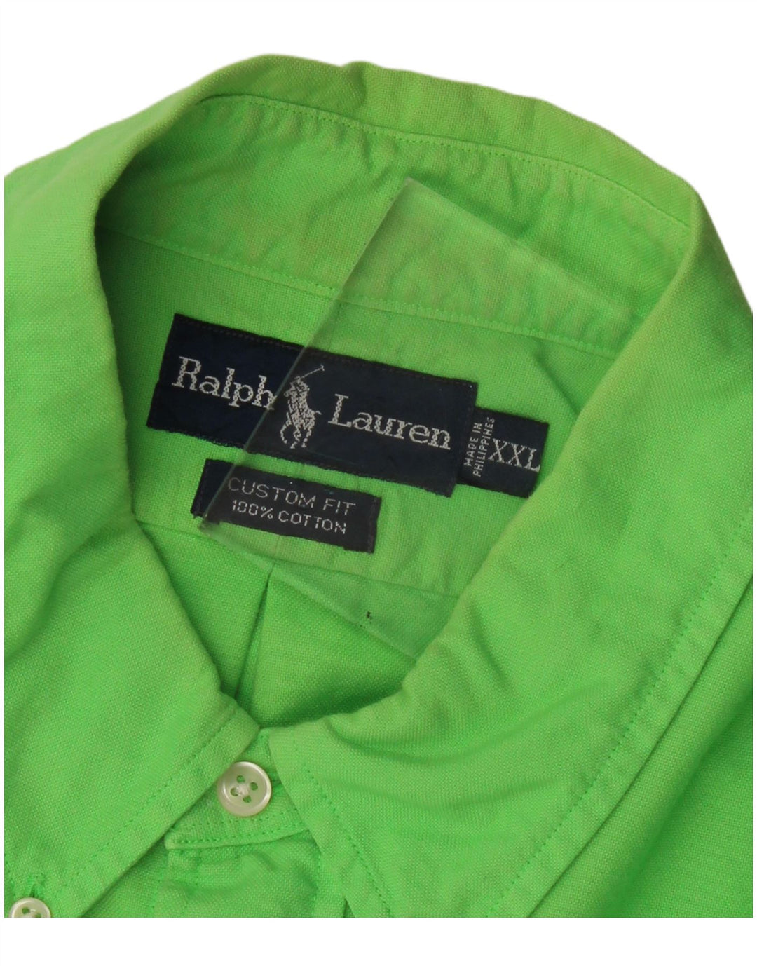 Ralph Lauren Herren Custom Fit Hemd 2XL Grüne Baumwolle