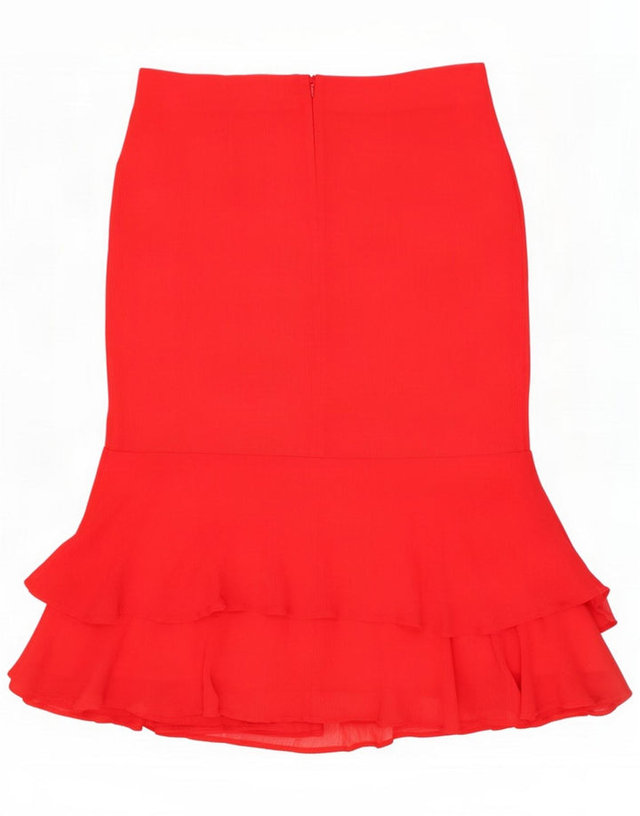 Marks & Spencer Damen Rüschenrock UK 12 Medium W32 Rot Polyester