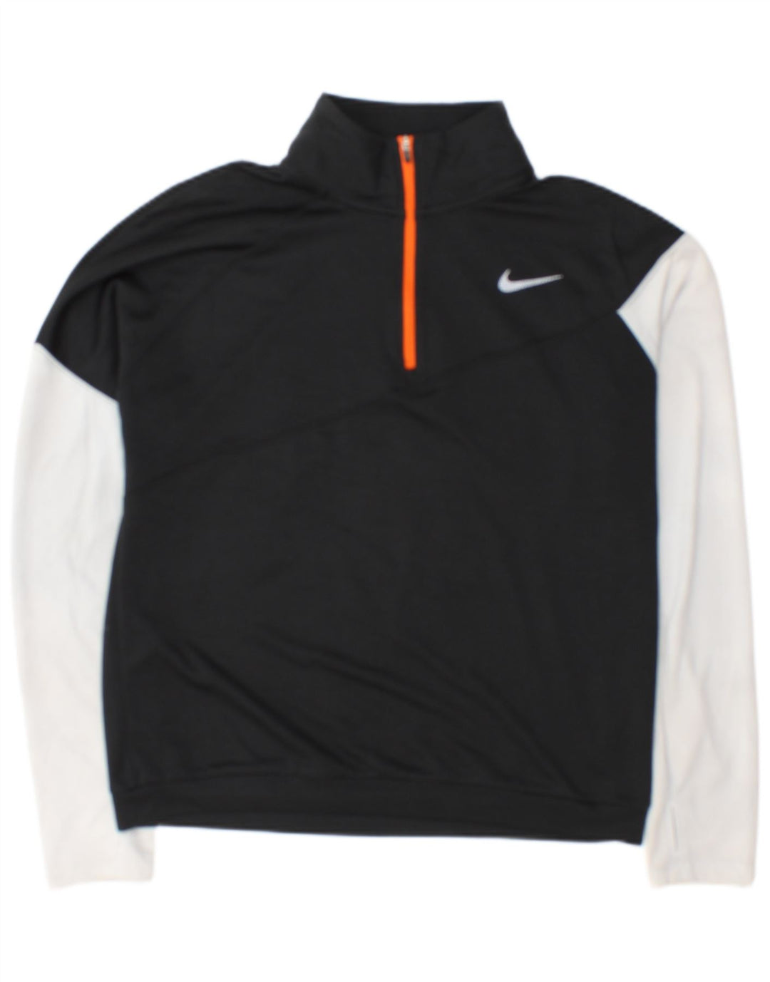 Nike Damen-Pullover-Trainingsanzugoberteil mit Reißverschluss und Halsausschnitt, UK 14, Mittelschwarz, Farbblock