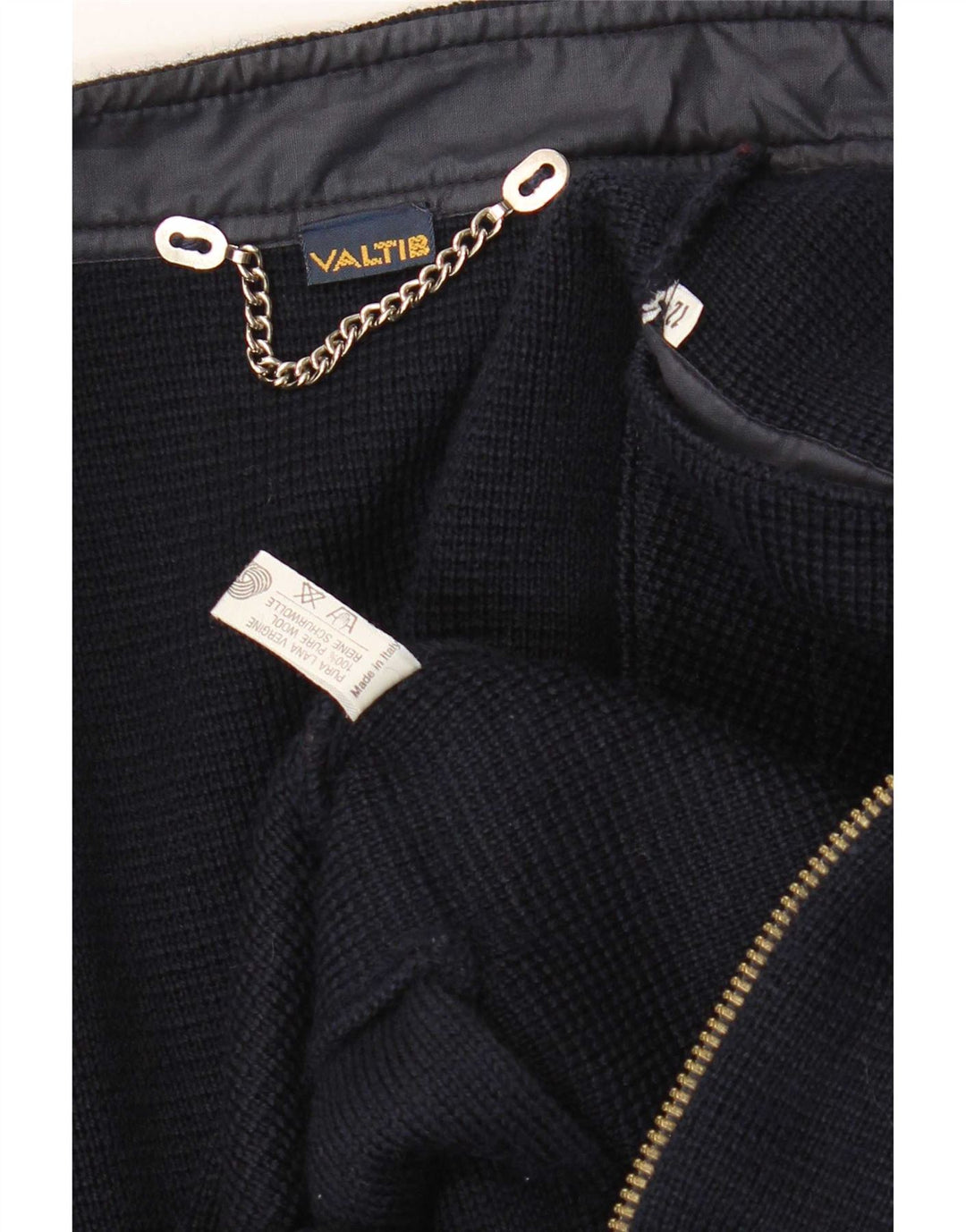 Vintage Damen Cardigan Pullover UK 12 Medium Marineblau Schurwolle