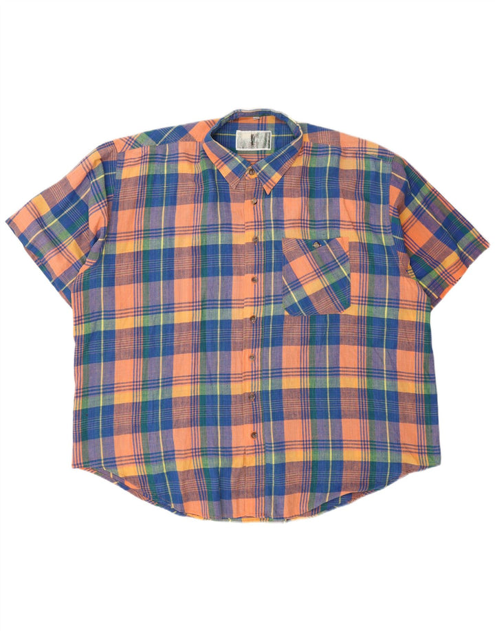 Vintage Herren-Hemd mit normaler Passform, Größe 45/46, 2XL, mehrfarbig, kariert, Baumwolle