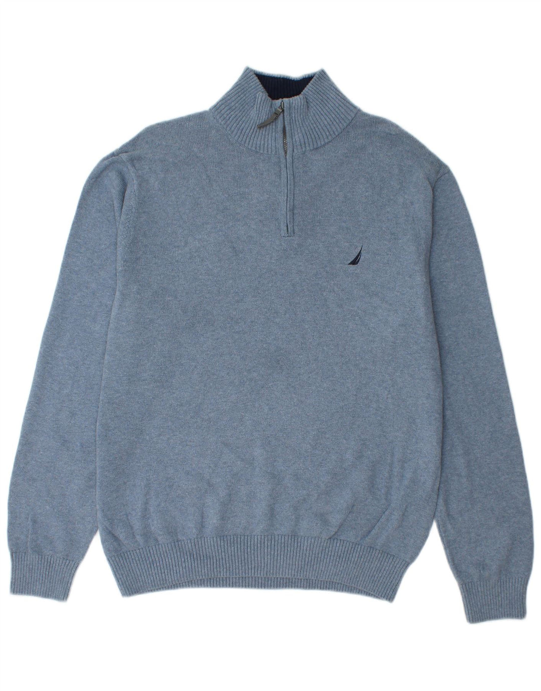 NAUTICA Herren-Pullover mit Reißverschluss am Hals, groß, aus blauer Baumwolle