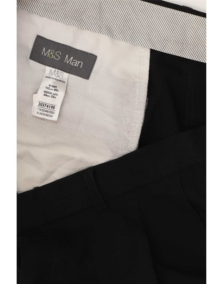 Marks & Spencer Herren-Anzughose mit Pegged-Anzug, W40, L33, schwarzes Polyester