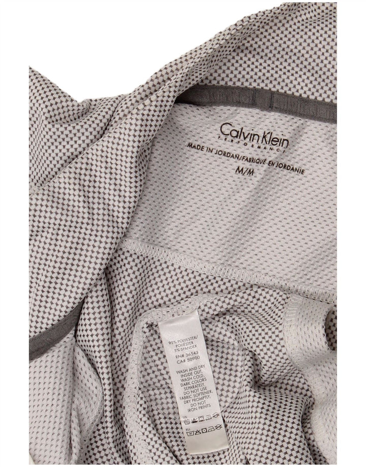 CALVIN KLEIN Herren-Pullover-Trainingsanzugoberteil mit Reißverschluss und Halsausschnitt, mittelgrau gepunktet
