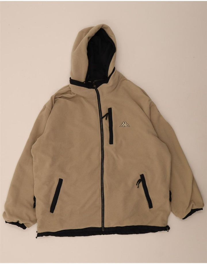 Kappa Herren-Jacke mit Kapuze, lockere Passform, wendbar, UK 40, Größe L, Schwarz, Polyester