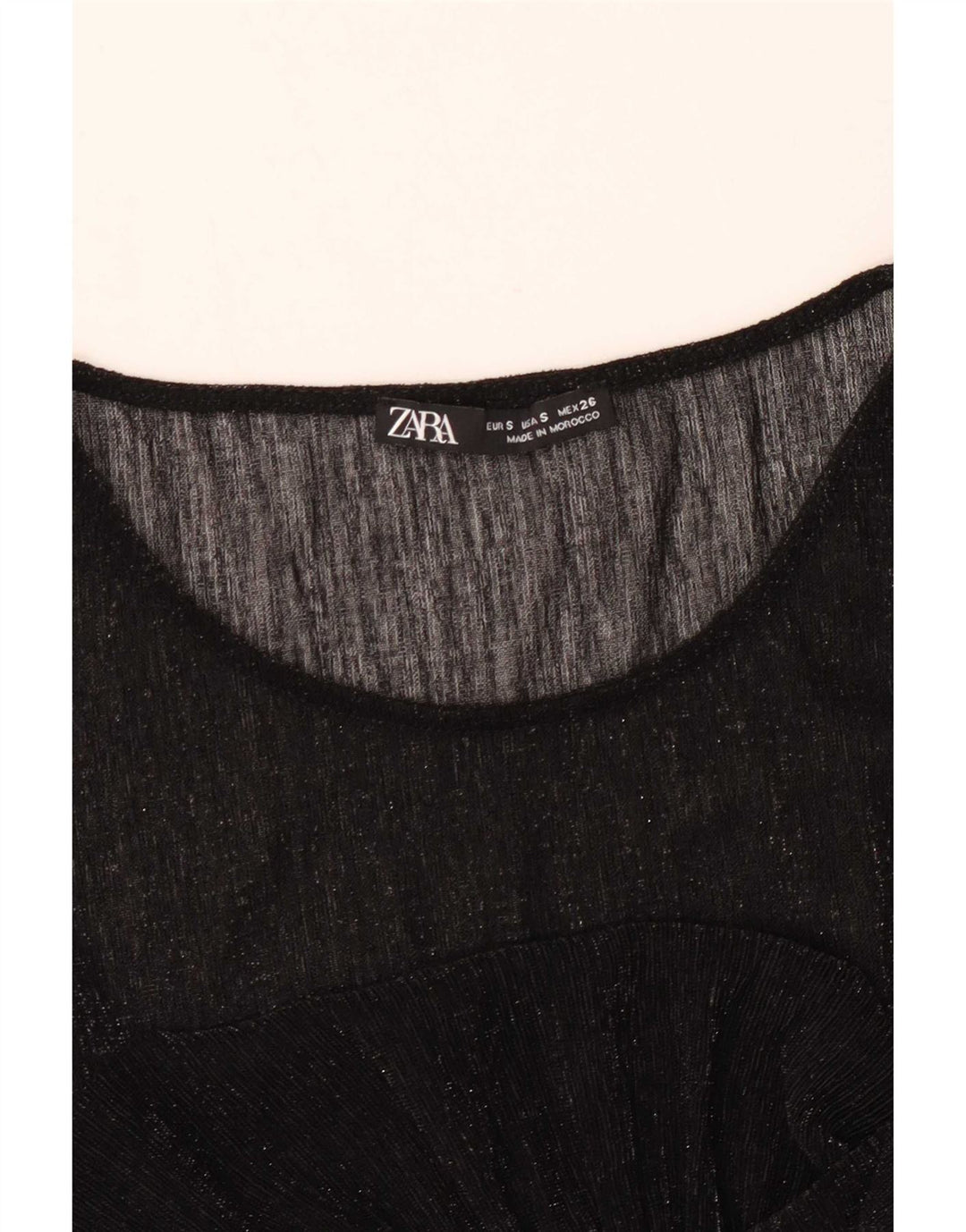 Zara Damen Durchsichtiges Top UK 10 Small Schwarz