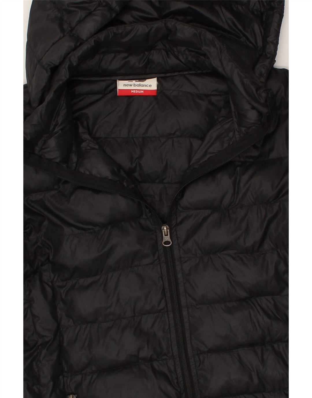 NEW BALANCE Womens Hooded Padded Jacket UK 12 Medium Black Polyamide Vintage New Balance and Second-Hand New Balance from Messina Hembry 