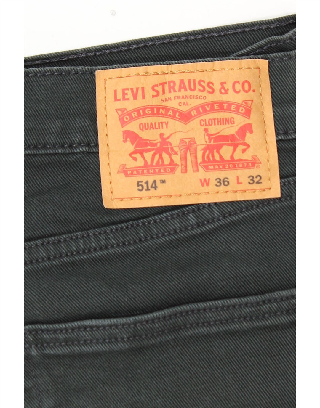 LEVI'S Herren 514 Straight Jeans W36 L32 Schwarze Baumwolle