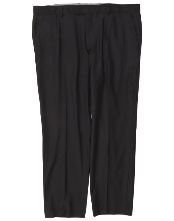 Hugo Boss Mens Straight Suit Trousers IT 56 3XL W40 L30 Navy Blue Wool