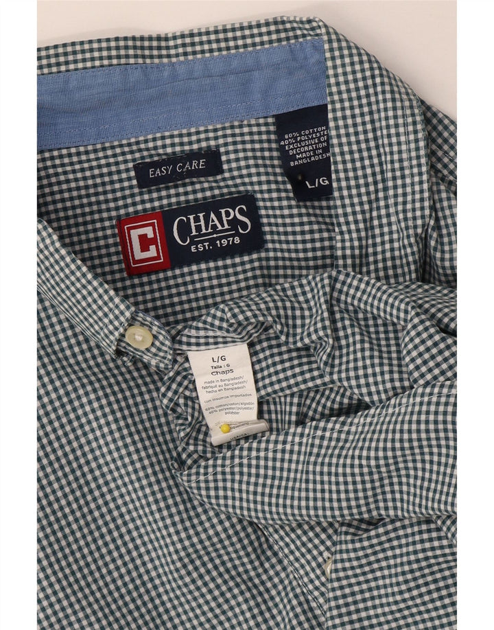 Chaps Herrenhemd, groß, grün, Gingham-Baumwolle