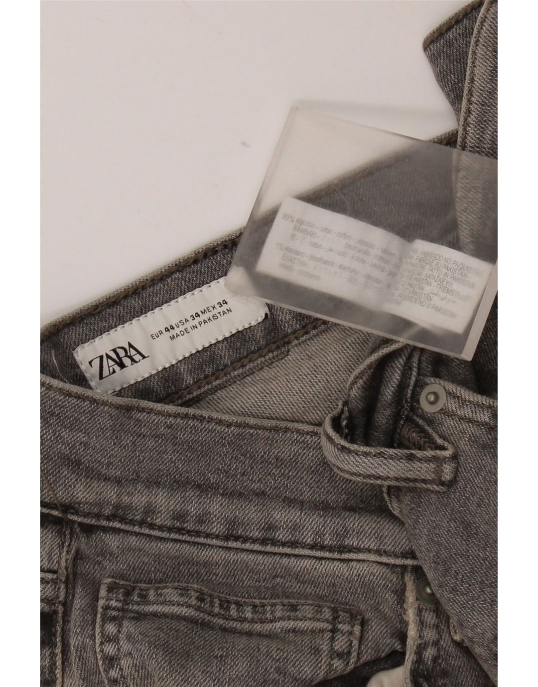 Zara Herren Slim Jeans EU 44 Large W34 L31 Graue Baumwolle