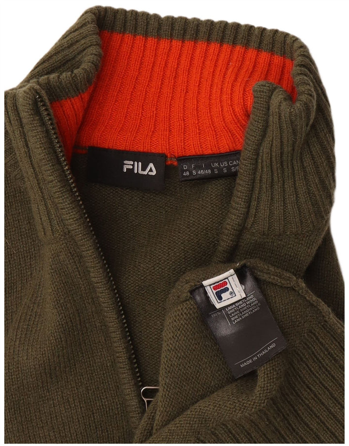 Fila Herren-Pullover mit Reißverschluss am Hals, kleine Khaki-Wolle