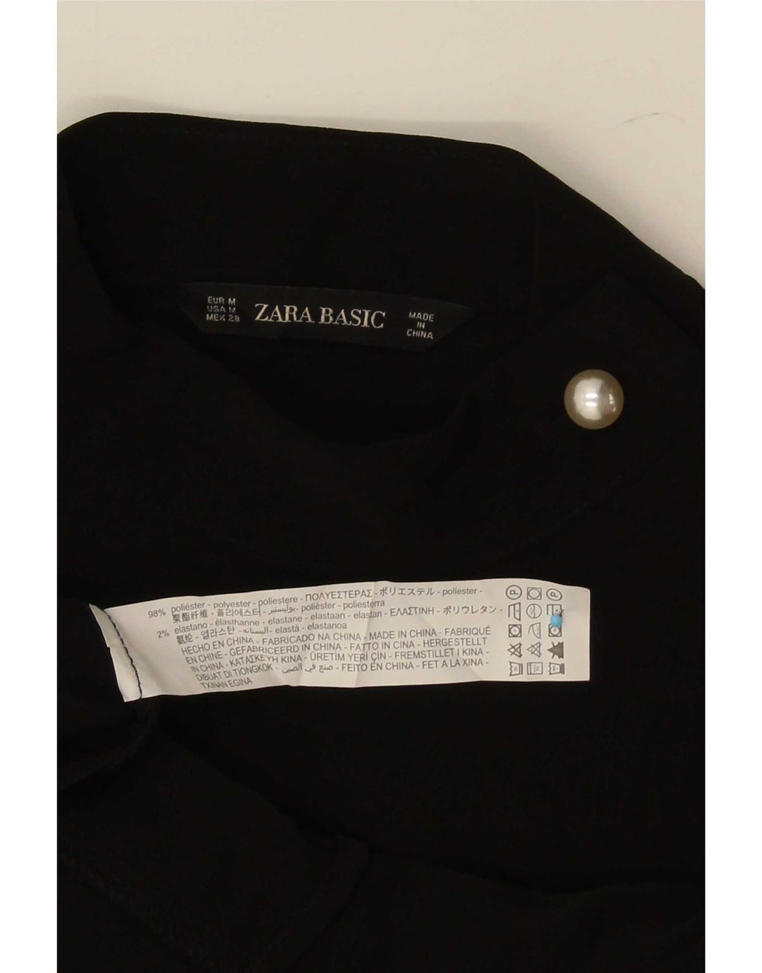 Zara Damen Langarm-Blusenoberteil UK 14 Mittelschwarzes Polyester