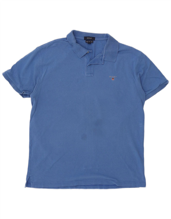 Gant Herren-Poloshirt mit normaler Passform, XL, blaue Baumwolle