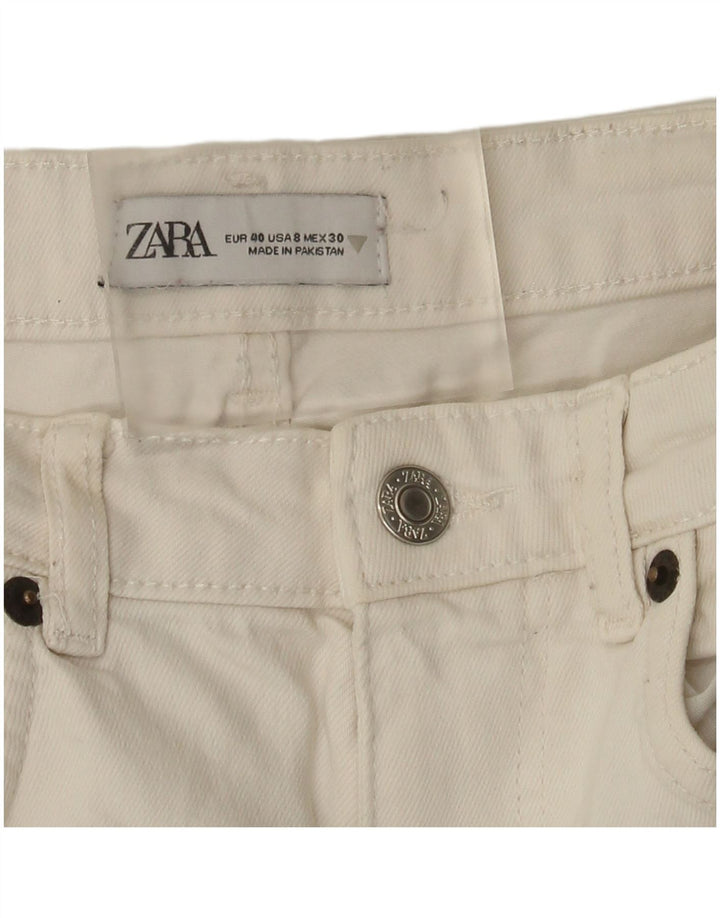 Zara Damen-Jeans mit hoher Taille, gerade, EU 40, mittelgroß, W30, L26, Weiß