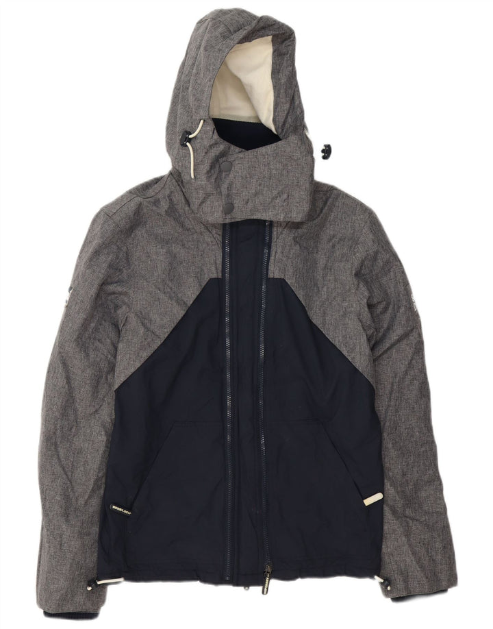 Superdry Herren-Windbreakerjacke mit Kapuze, UK 36, Größe S, Grau, Farbblock