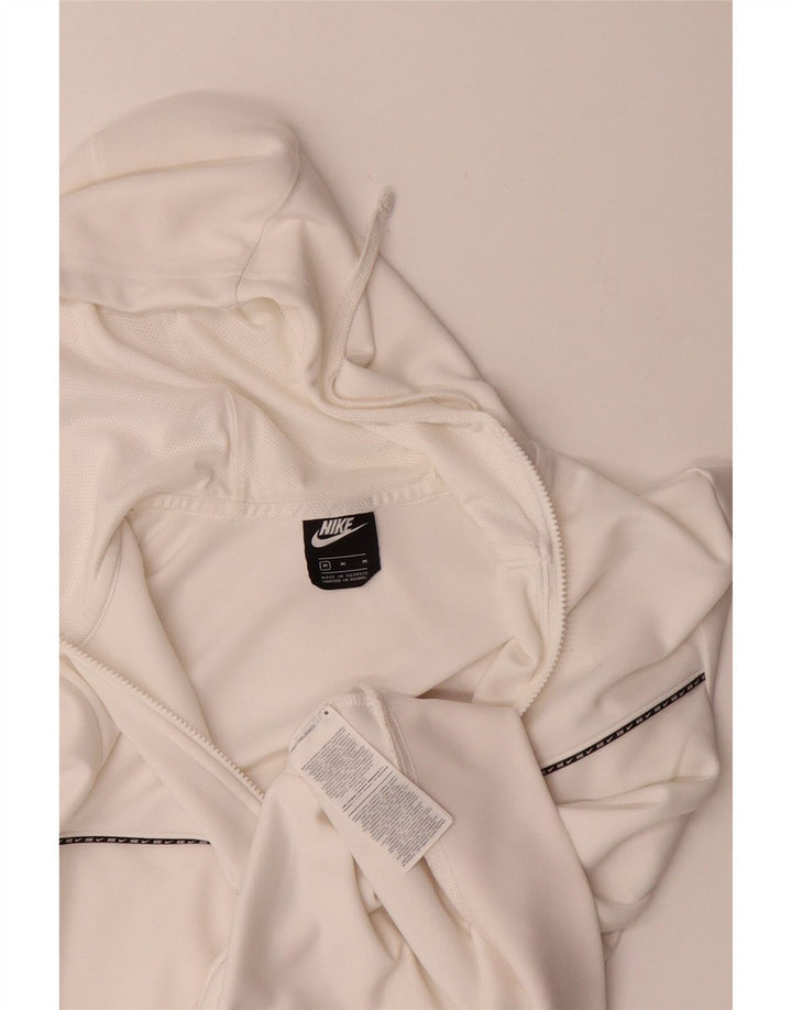 NIKE Mens Zip Hoodie Sweater Medium White Polyester