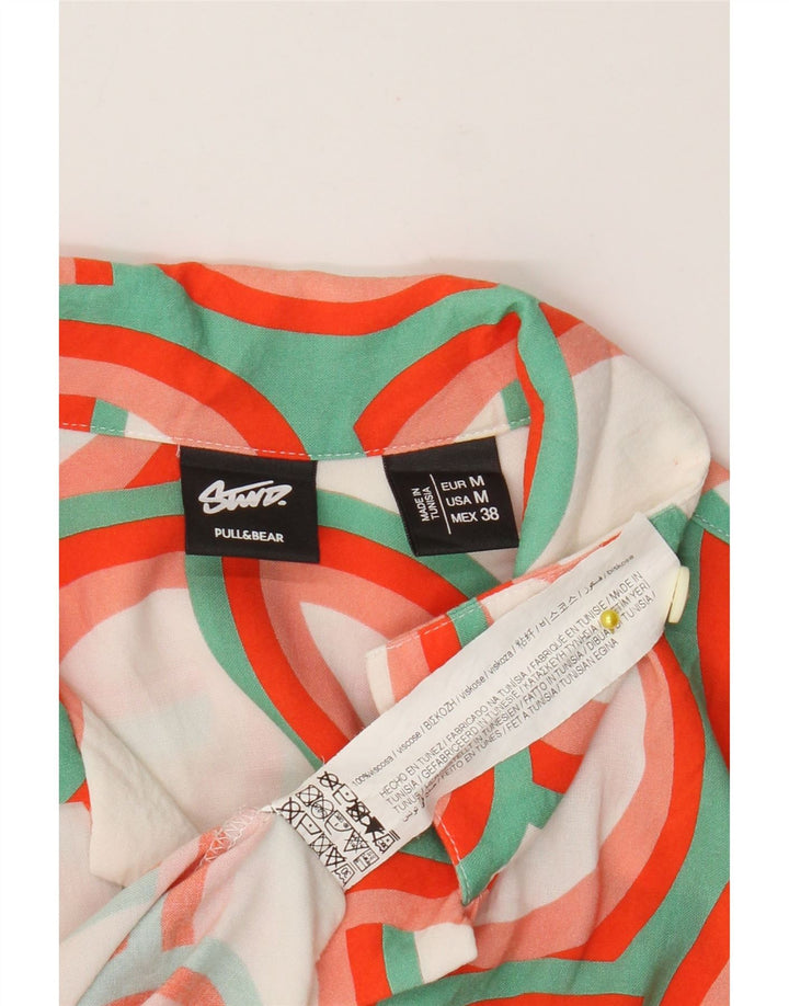 Pull & Bear Herren-Kurzarmhemd, mittelgroße, mehrfarbige, geometrische Viskose