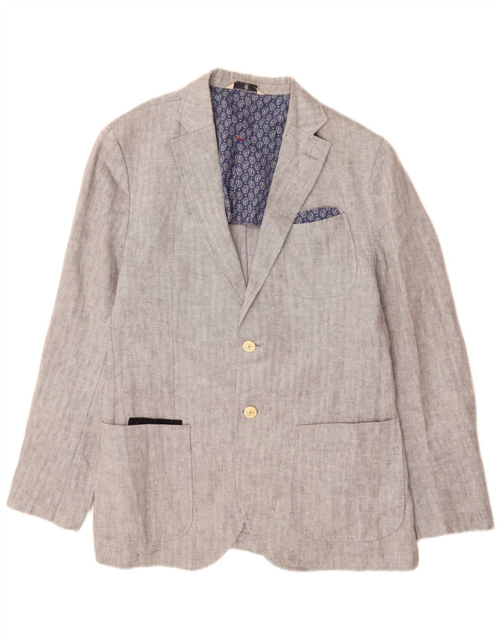 Massimo Dutti Herren-Blazer mit 2 Knöpfen, EU 52, großes graues Fischgrätenmuster