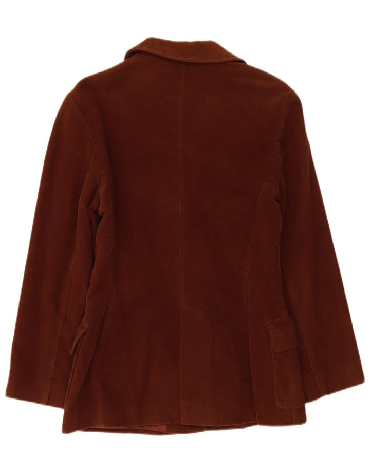Zara Damen-Blazerjacke mit 3 Knöpfen, EU 38, kleine braune Baumwolle