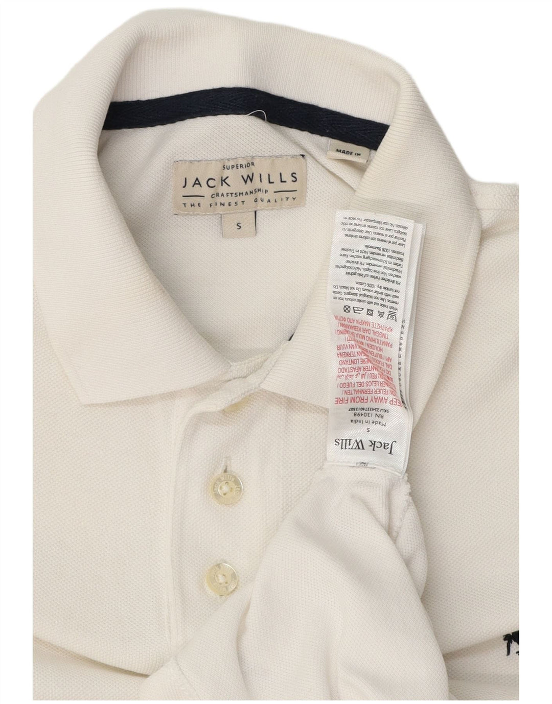 Jack Wills Herren-Poloshirt, Größe S, weiße Baumwolle