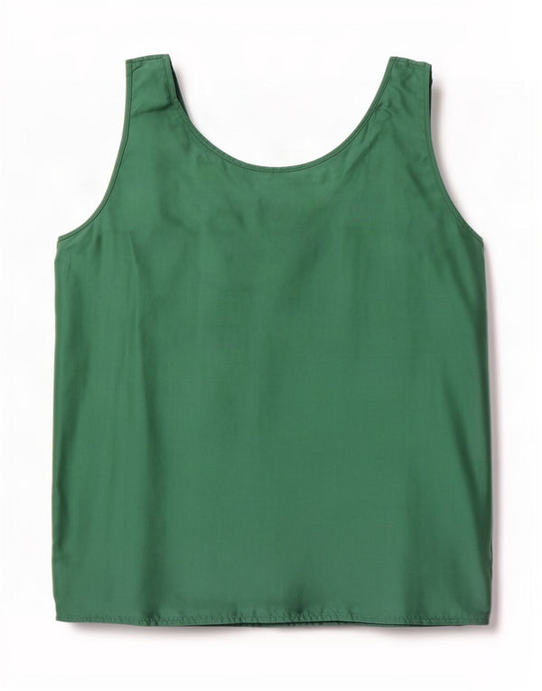 Vintage Damen Ärmelloses Blusentop UK 22 3XL Grüne Seide