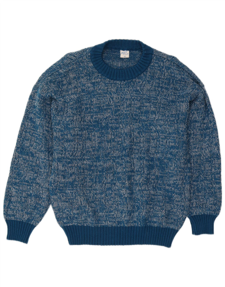 Vintage Herren Pullover mit Rundhalsausschnitt IT 50 Mittelblau meliert