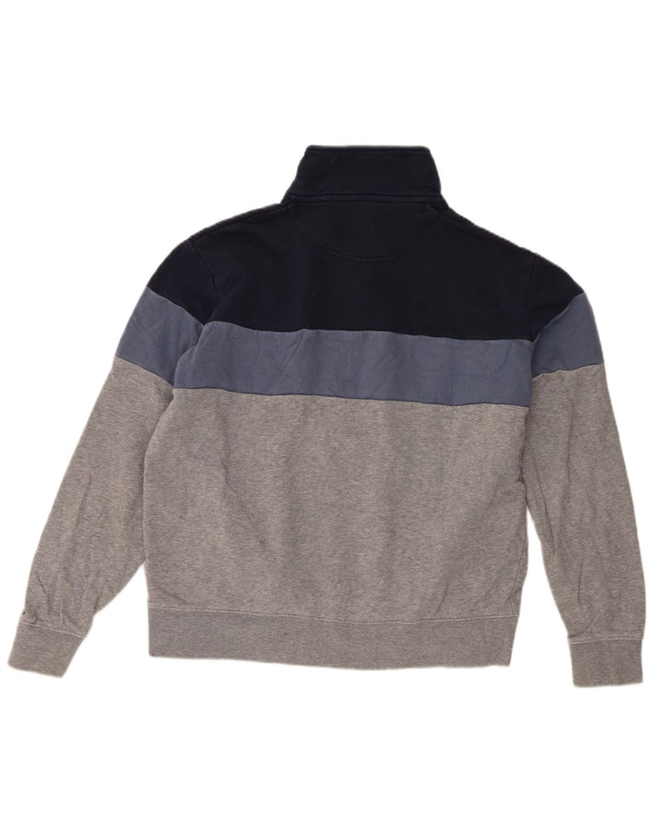 Marks & Spencer Herren-Sweatshirt mit Reißverschluss am Hals, Mittelgrau, Farbblock