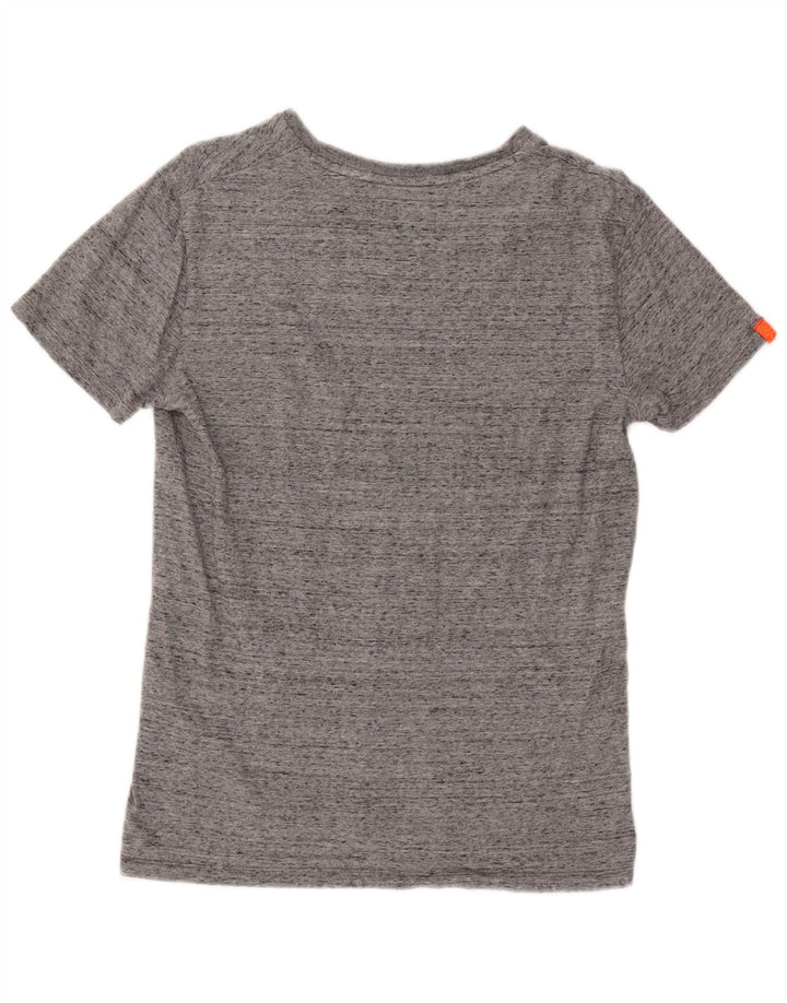 SUPERDRY Herren-T-Shirt-Oberteil, klein, grau gesprenkelte Baumwolle