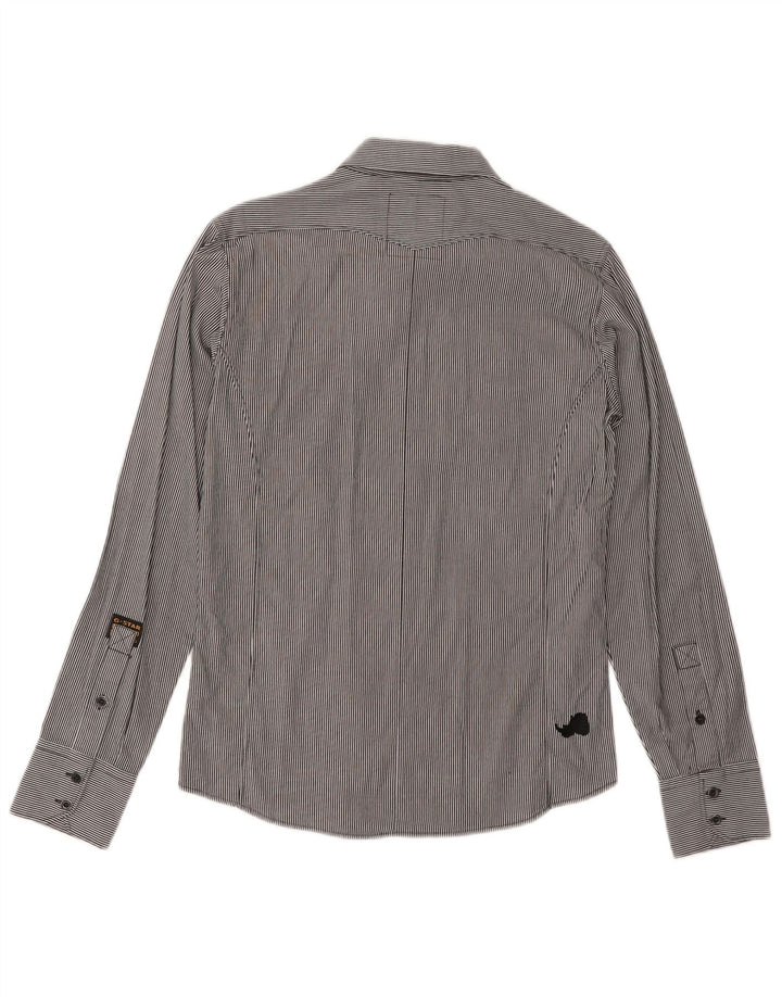 G-Star Herren-Militärhemd, kleine graue Nadelstreifen-Baumwolle