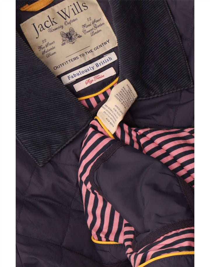 Jack Wills Damen Steppjacke UK 12 Medium Marineblau Nylon