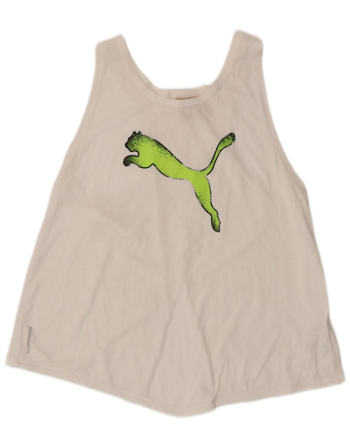 Puma Damen Graphic Vest Top UK 14 Large Weiß Polyester