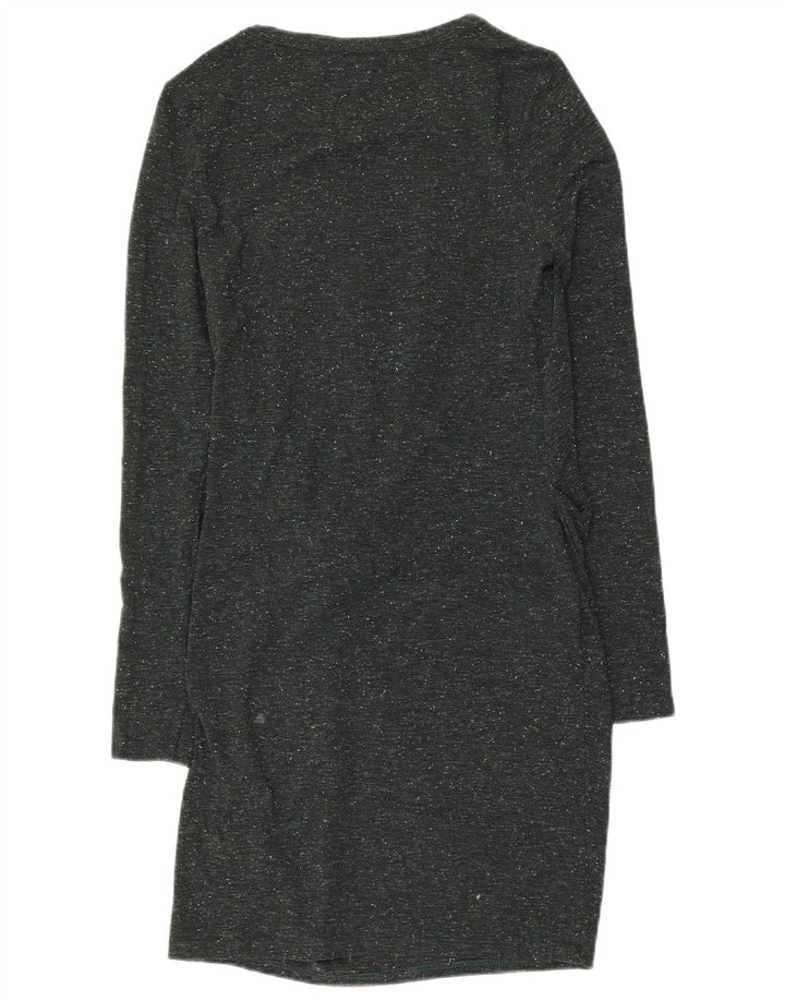 Topshop Damen-Etuikleid mit langen Ärmeln, Gr. 10, Größe S, grün geflecktes Polyester