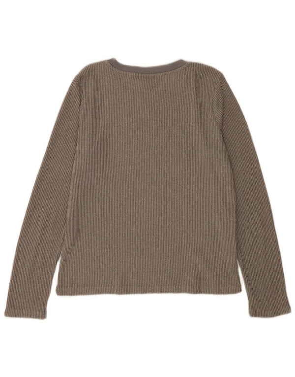 Zara Damen Top Langarm UK 10 Small Grau Polyester