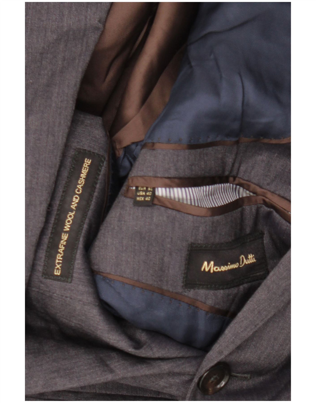 Massimo Dutti Herren-Blazer mit 2 Knöpfen, EU 50, mittelgraue Wolle