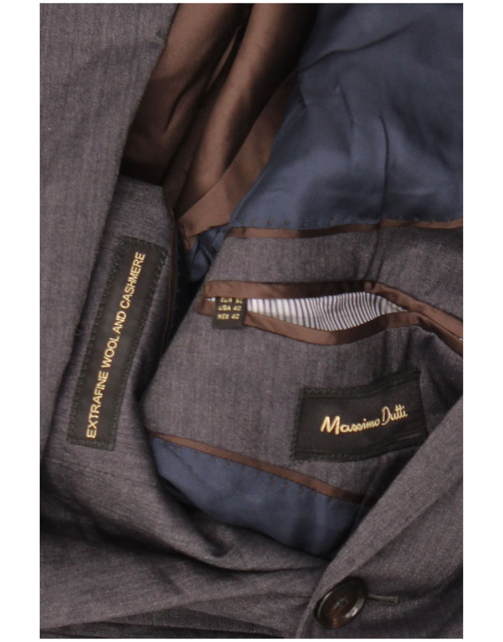 Massimo Dutti Herren-Blazer mit 2 Knöpfen, EU 50, mittelgraue Wolle