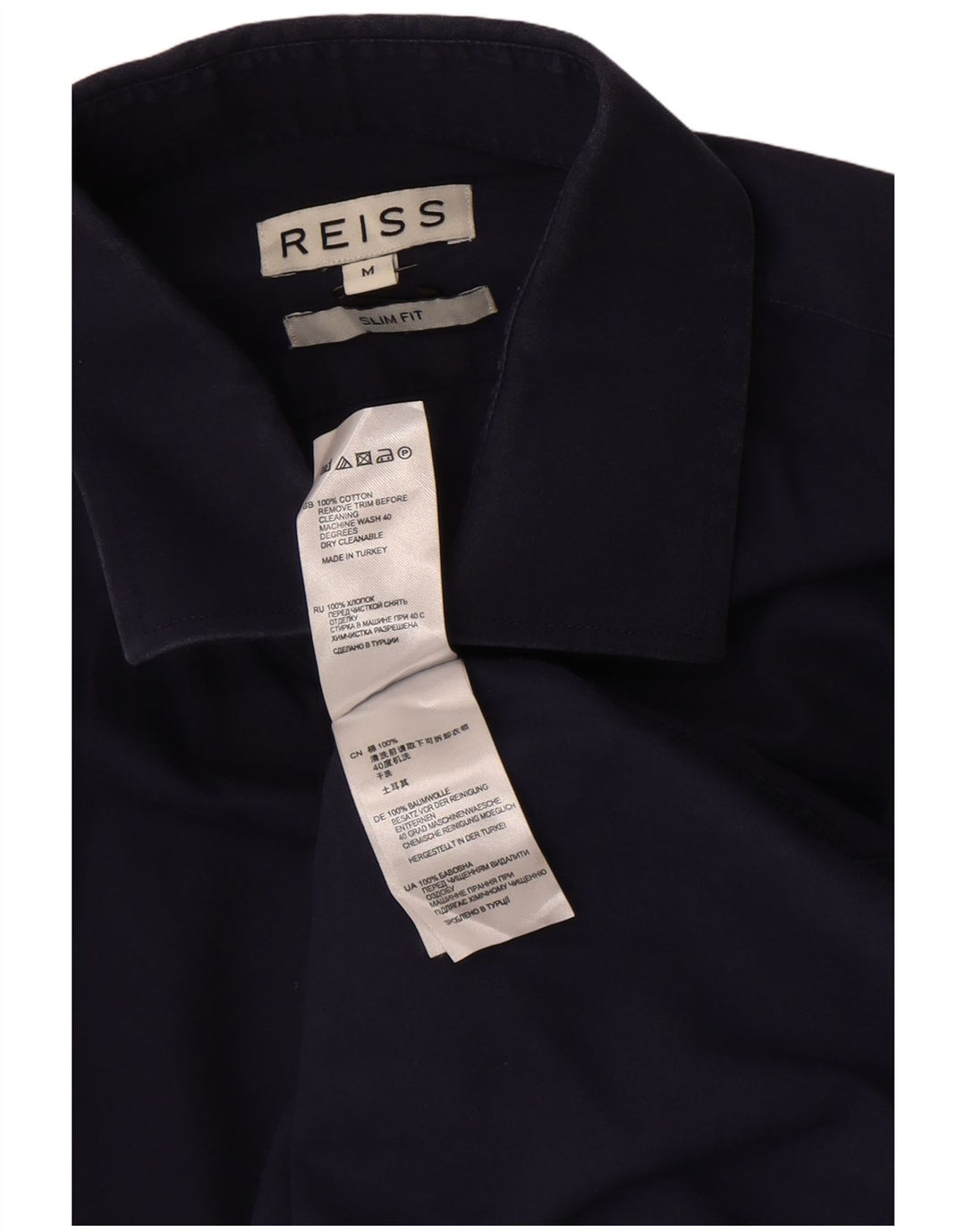 Reiss Herren-Slim-Fit-Hemd aus mittelblauer Baumwolle