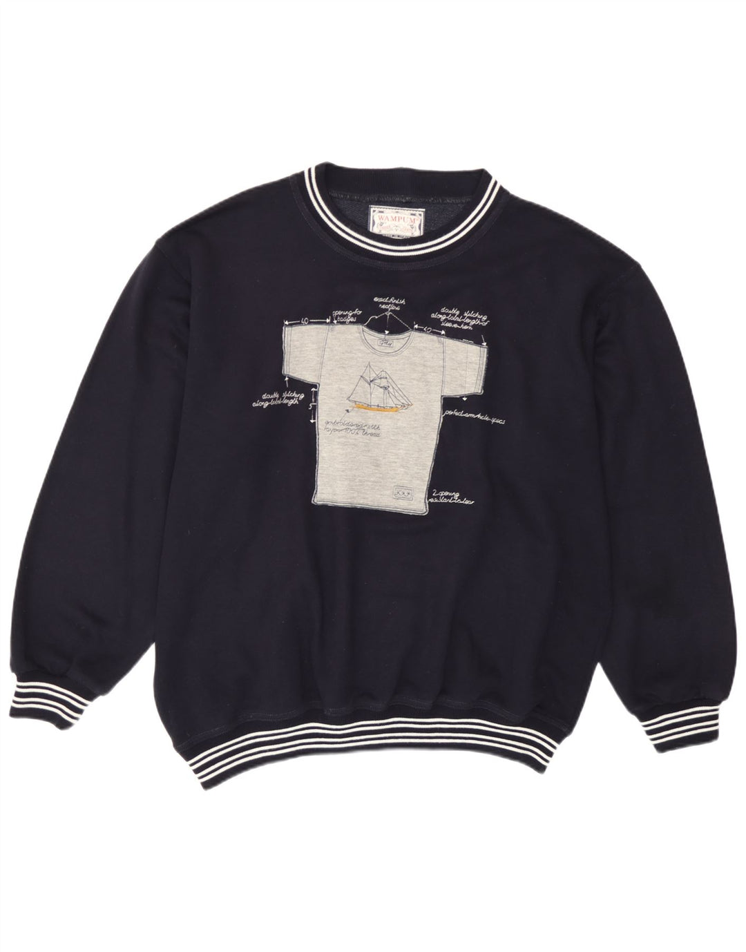 Wampum Herren-Sweatshirt mit Grafik, groß, Marineblau, Acryl