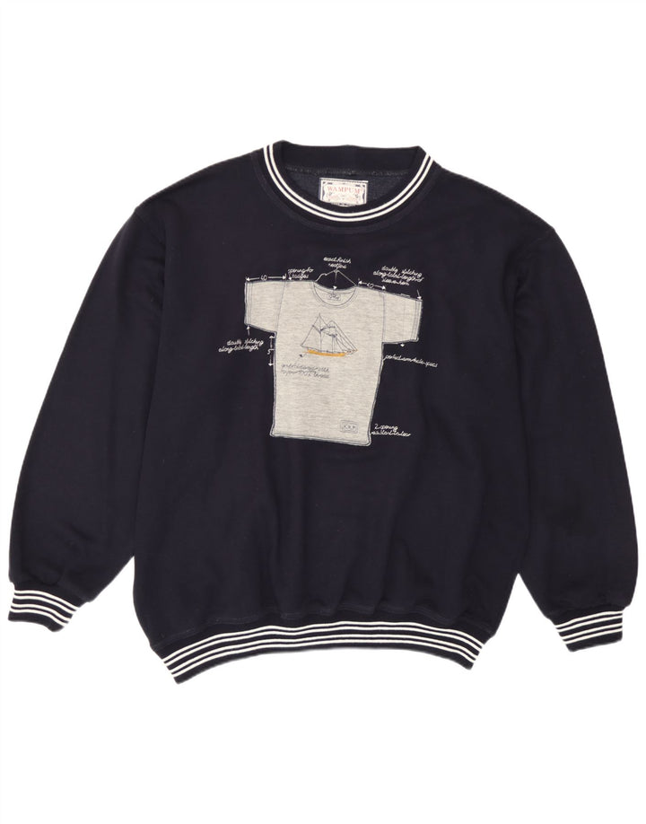 Wampum Herren-Sweatshirt mit Grafik, groß, Marineblau, Acryl
