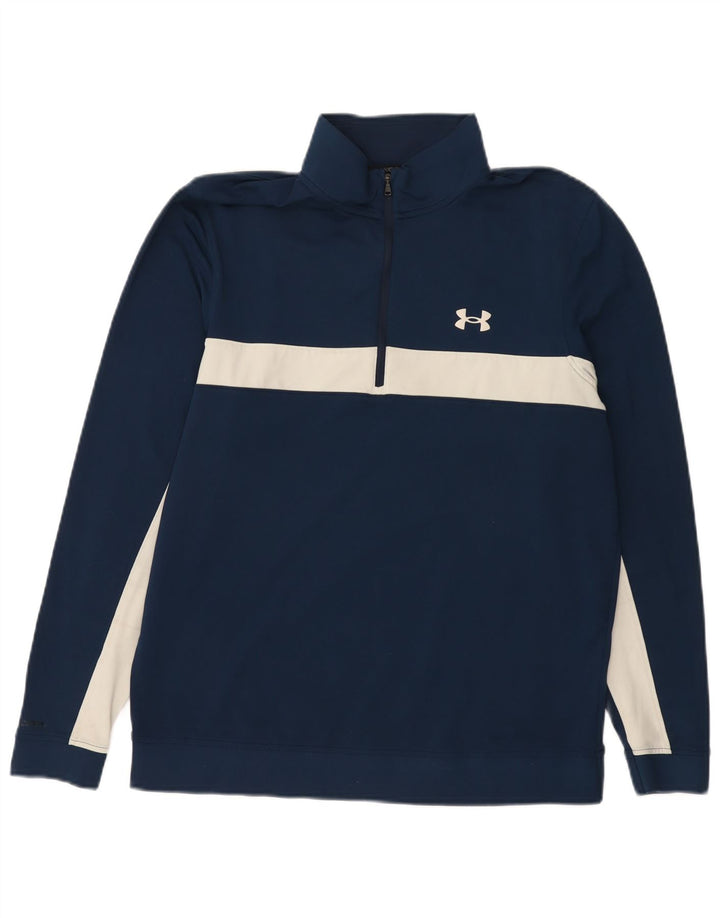 UNDER ARMOUR Herren-Sweatshirt mit Reißverschluss am Hals, mittlerer Marineblau-Farbblock
