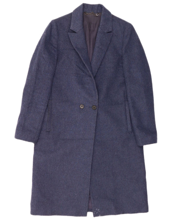 Jigsaw Damen Zweireihermantel UK 10 Small Marineblaue Wolle