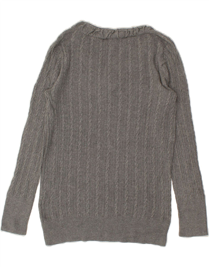 EDDIE BAUER Womens V-Neck Jumper Sweater UK 10 Small Grey Cotton Vintage Eddie Bauer and Second-Hand Eddie Bauer from Messina Hembry 