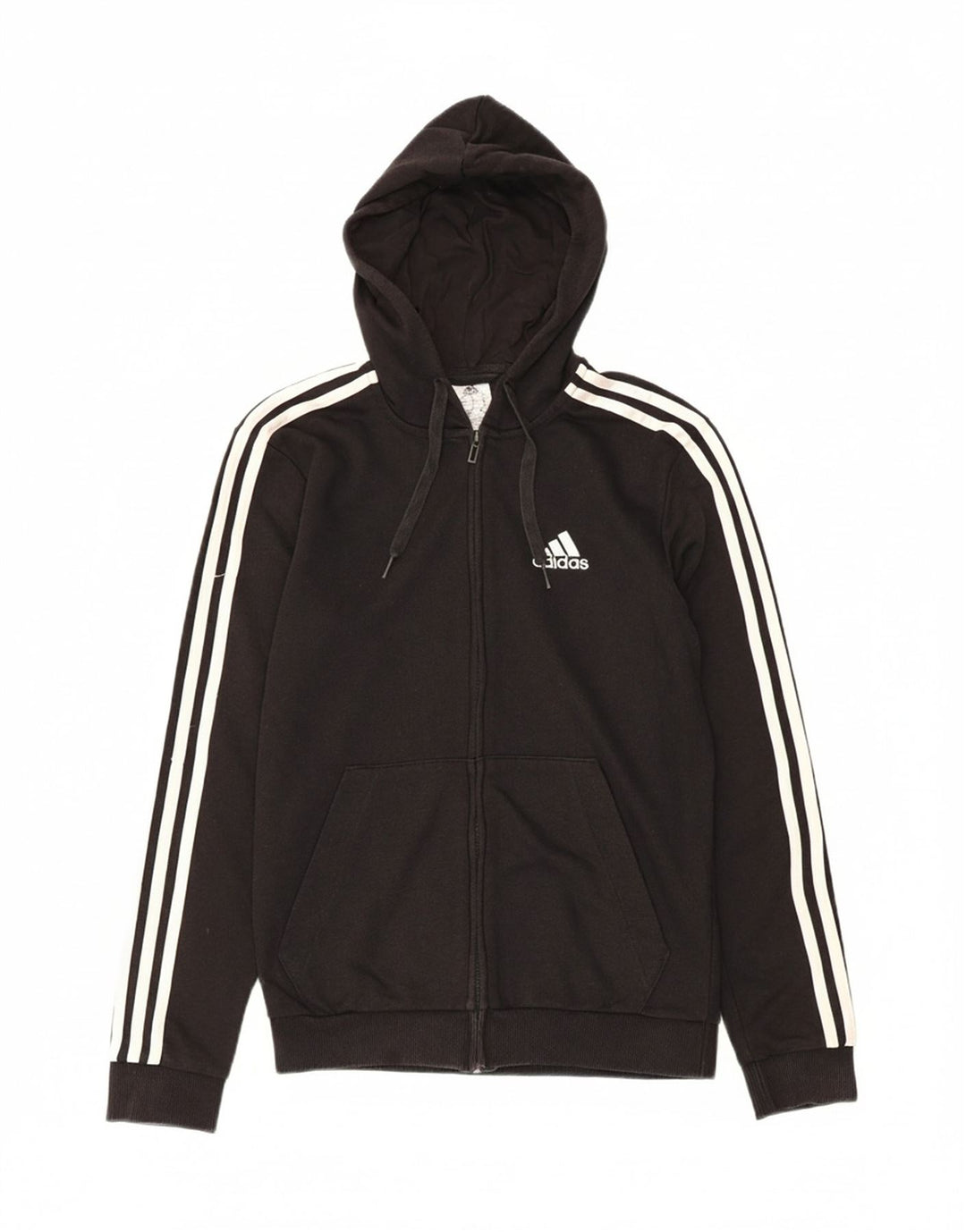 ADIDAS Mens Zip Hoodie Sweater Small Black Polyester Vintage Adidas and Second-Hand Adidas from Messina Hembry 