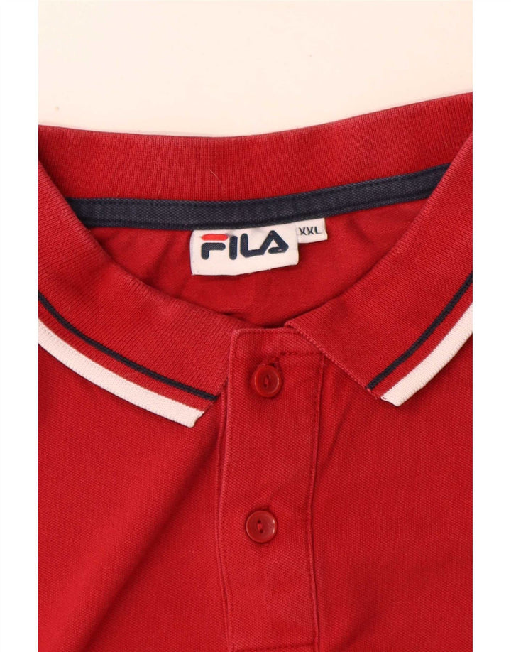 Fila Herren Langarm-Poloshirt 2XL Rot gestreift