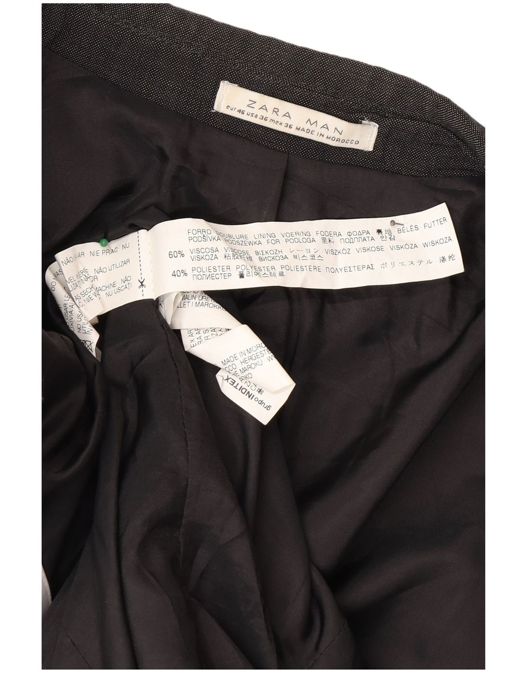 Zara Herren-Blazer mit 1 Knopf, EU 46, kleine graue Viskose
