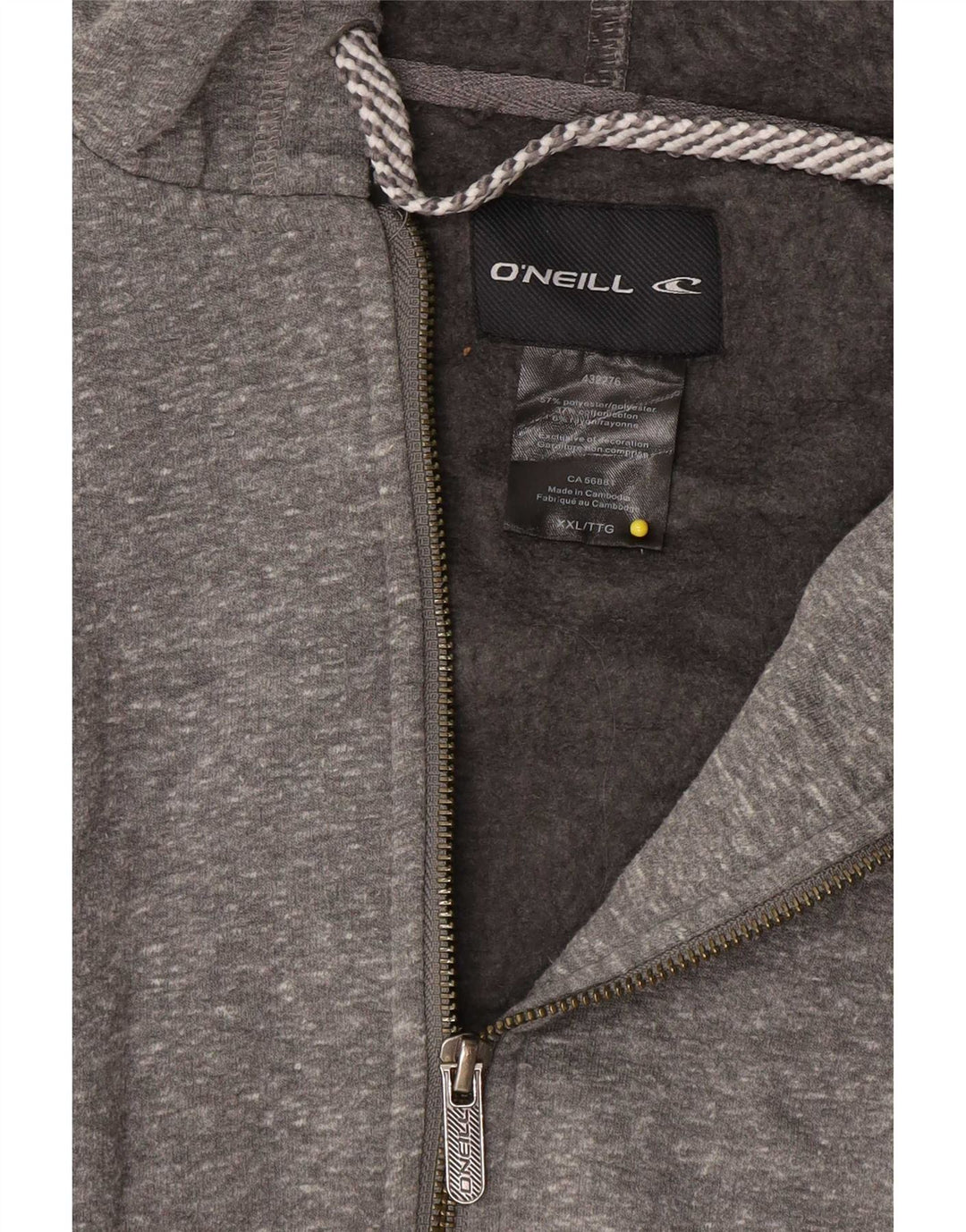 O'Neill Herren-Kapuzenpullover mit grafischem Reißverschluss, 2XL, grau geflecktes Polyester